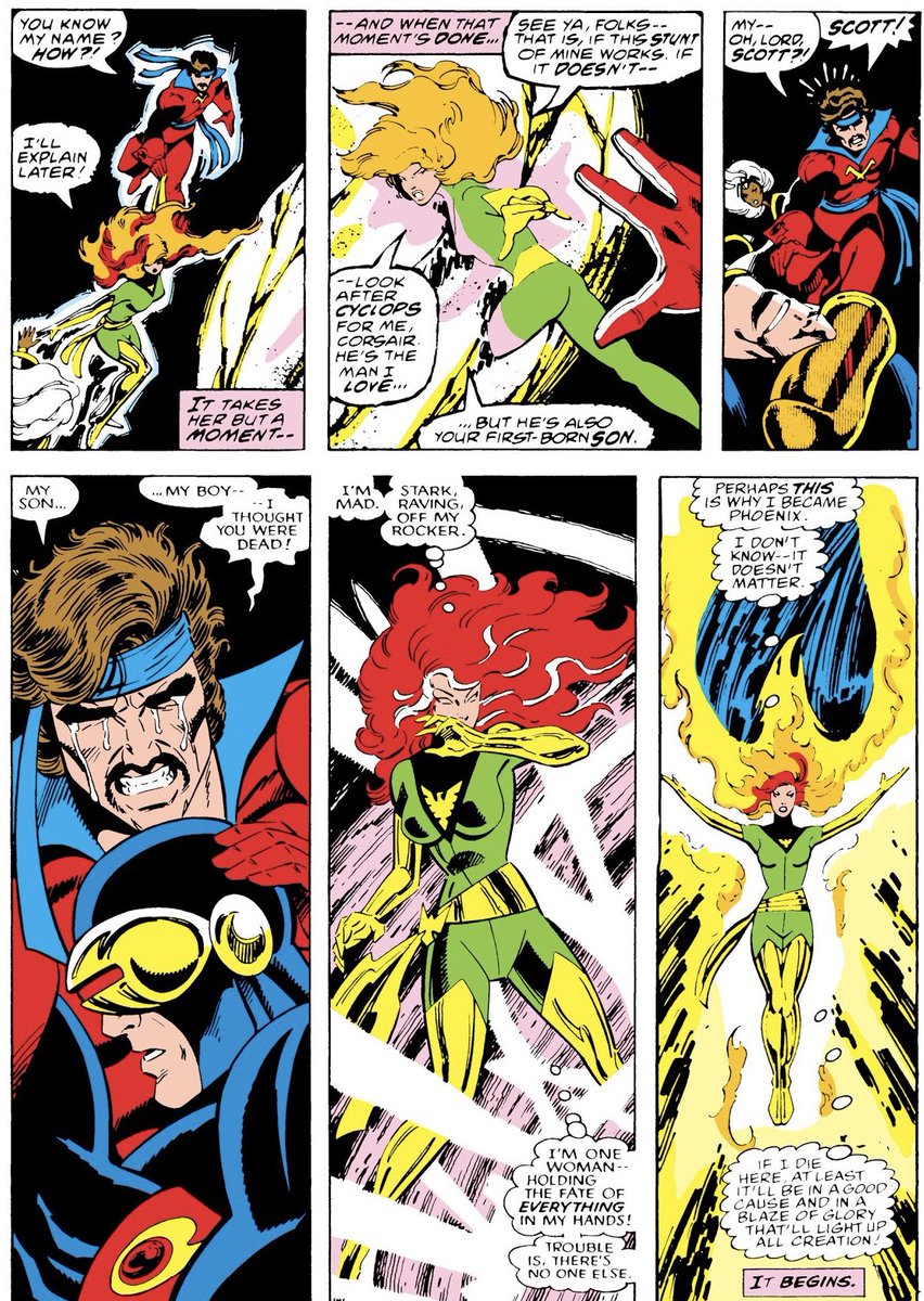 ArchivesJean's tweet image. Since Dark Phoenix is over-emphasized, here is a thread of Jean doing tremendous good with her Phoenix powers

Part 1: Jean saves the universe from the neutron galaxy within the M’Kraan Crystal, Uncanny X-Men #108 and added Classic X-Men material.  #xspoilers #xmen #jeangrey