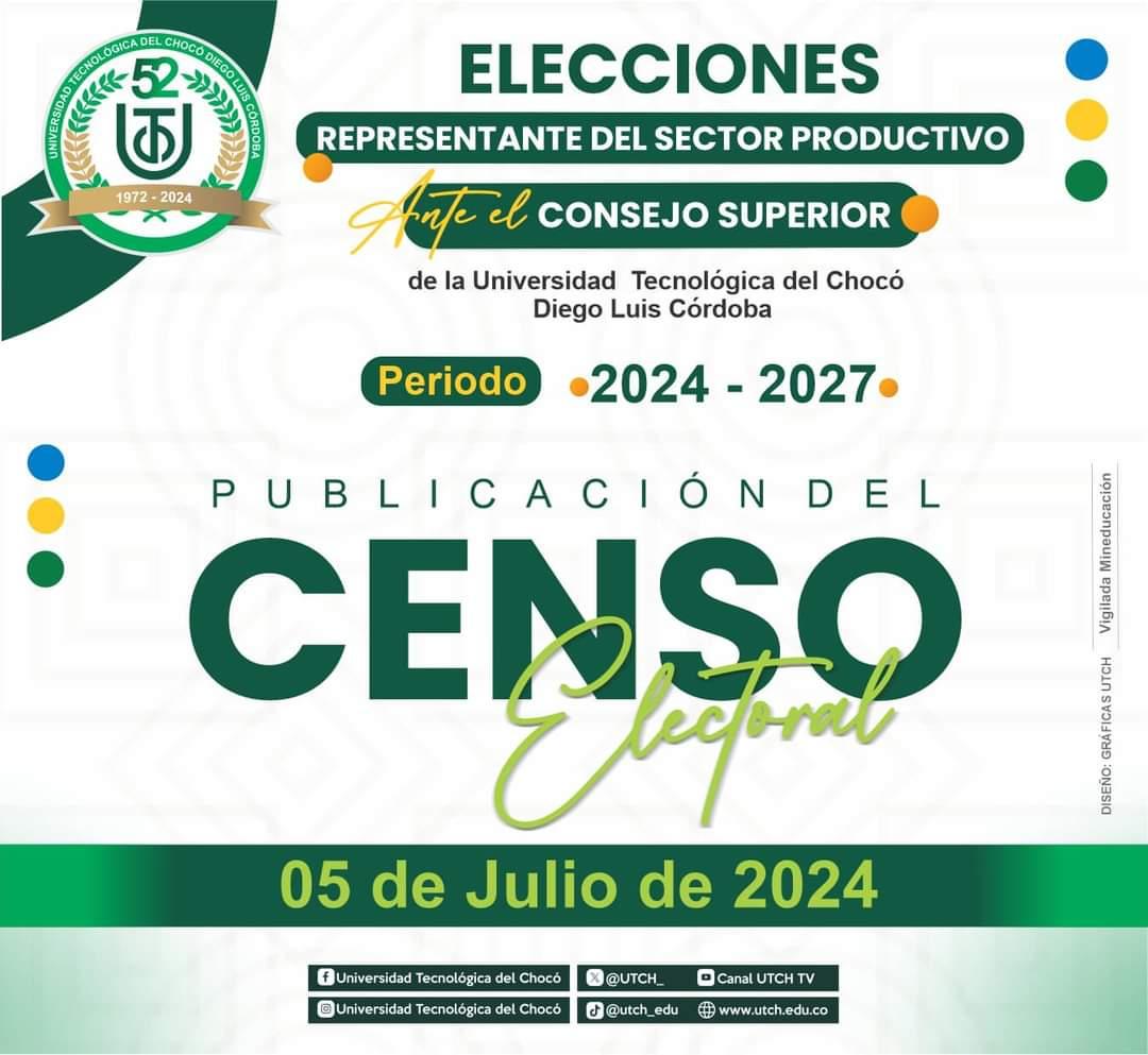 🗳️ #CensoSectorProductivo | De conformidad al cronograma establecido, se publica el censo electoral para elegir el/la  Representante del Sector Productivo ante el Consejo Superior de la <a href="/UTCH/">3oo</a> 
Ver: utch.edu.co/nueva/images/2…
#SectorProductivo 
#Elecciones
#ConsejoSuperior