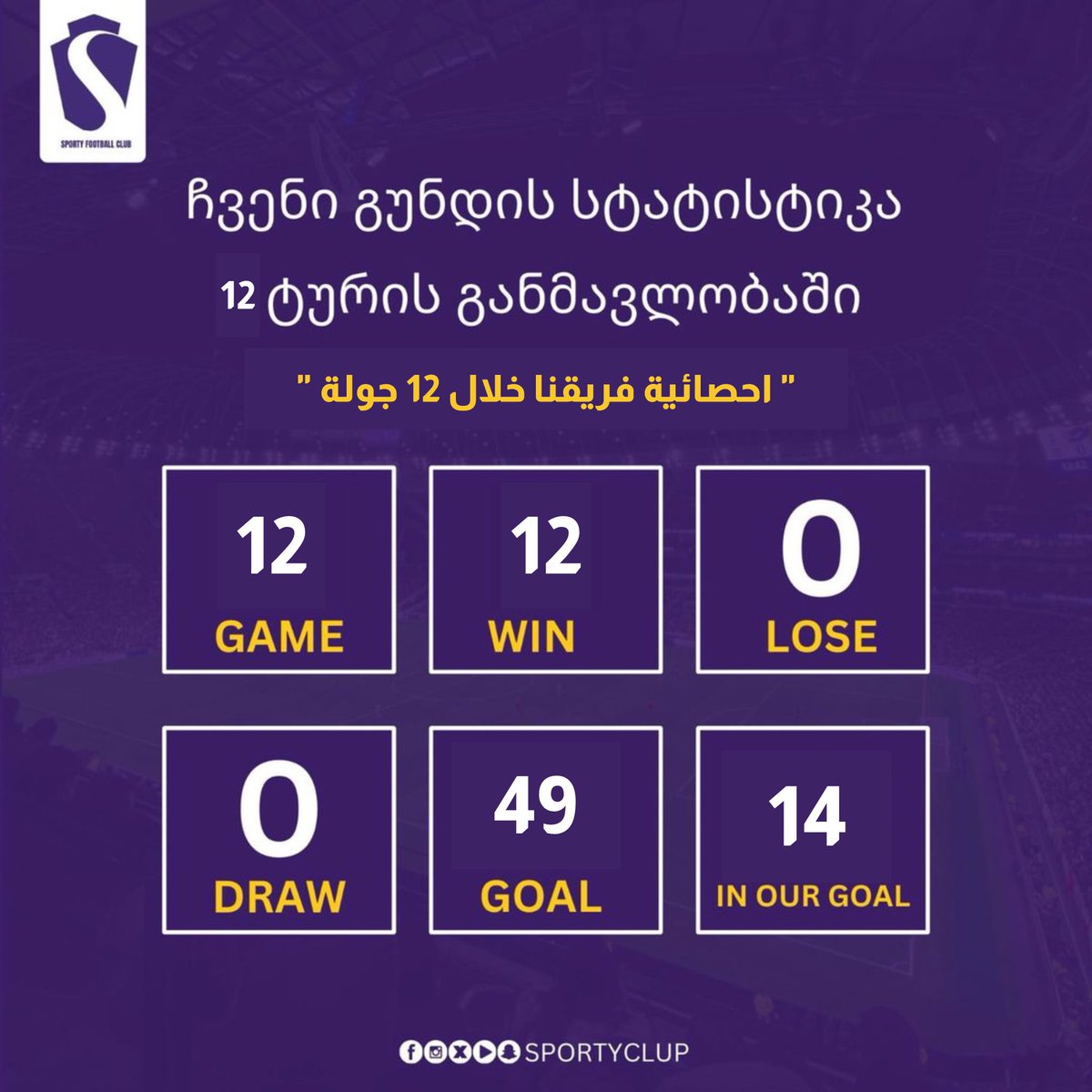 SportyClubGe's tweet photo. -
“ 12 Game = 12 Win .. 🫡💜 “ https://t.co/eo7ldb6K9z