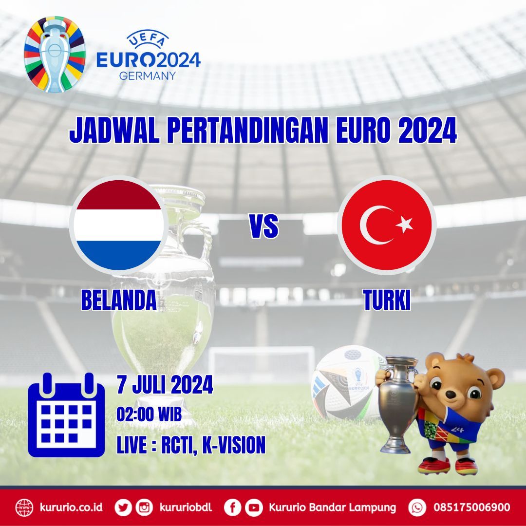 Jadwal EURO 2024

Belanda vs Turki   

7 Juli 2024 (02:00)

Live  RCTI &amp; K-Vision

#euro2024
#germany
#football
#sepakbola
#kururio
#kururiobdl
#bandarlampung