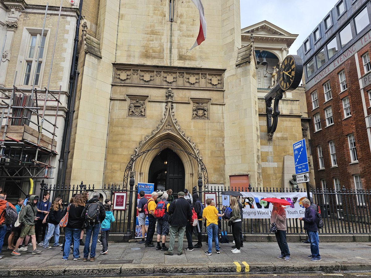Enthusiastic crowds at the Ringing World National Youth Contest ringing at <a href="/Saint_Dunstan/">StDunstan-in-theWest</a> in the West. <a href="/rwyouthringing/">Ringing World National Youth Contest</a>