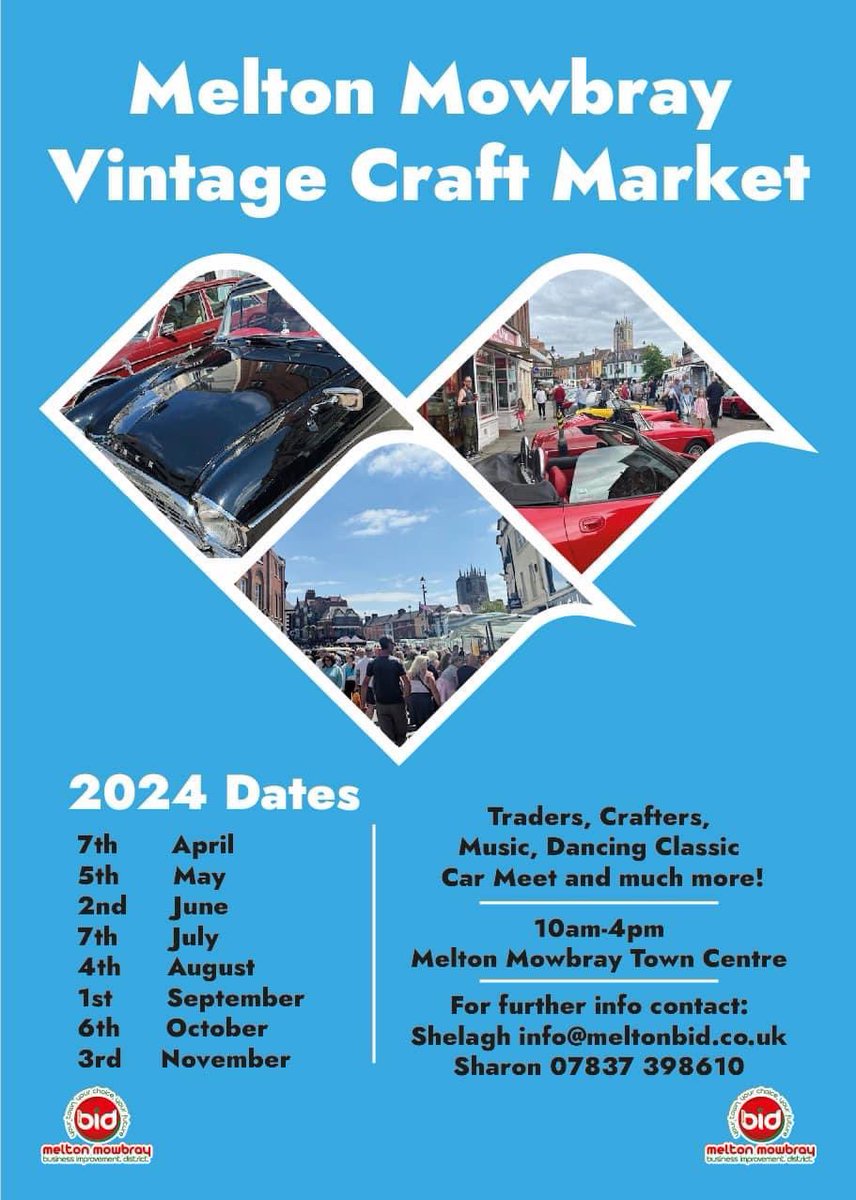Melton Bid (@meltonbid) on Twitter photo The Vintage Craft Market and Classic Car Meet is back in the town centre tomorrow, with a great line up of fabulous local crafters & makers!
#melton #meltonmowbray #vintage #craftmarket #carmeet #handmadewithlove #handcrafted #shopindependent #supportlocalbusiness <a href="/meltontimes/">Melton Times</a> The Vintage Craft Market and Classic Car Meet is back in the town centre tomorrow, with a great line up of fabulous local crafters & makers!
#melton #meltonmowbray #vintage #craftmarket #carmeet #handmadewithlove #handcrafted #shopindependent #supportlocalbusiness <a href="/meltontimes/">Melton Times</a>