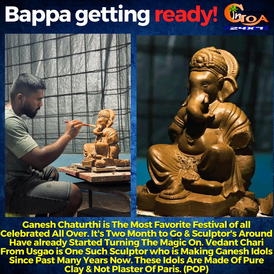 InGoa24x7's tweet image. #GettingReady.!! Ganesh Chaturthi is The Most Favorite Festival of all Celebrated All Over. It's Two Month to Go &amp;amp; Sculptor's Around Have already Started Turning The Magic On. @vedant_chari_ From Usgao is One Such Sculptor who is Making Ganesh Idols Since Past Many Years Now