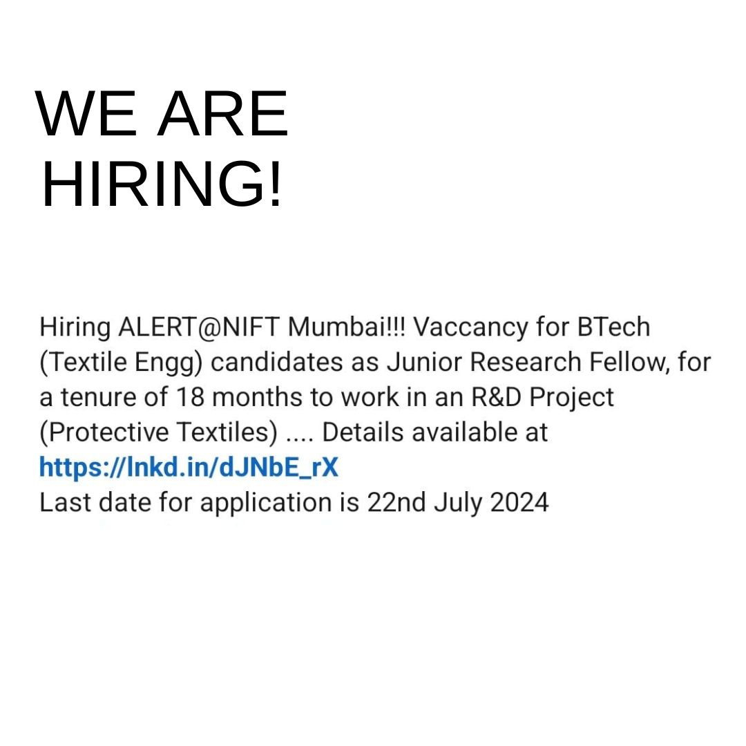 texappjobs's tweet image. kindly note, Don&apos;t pay any money to HR if not mentioned in job details

#TextileTechnology
#TextileProduction
#TextileInternship
#TextileJobOpening