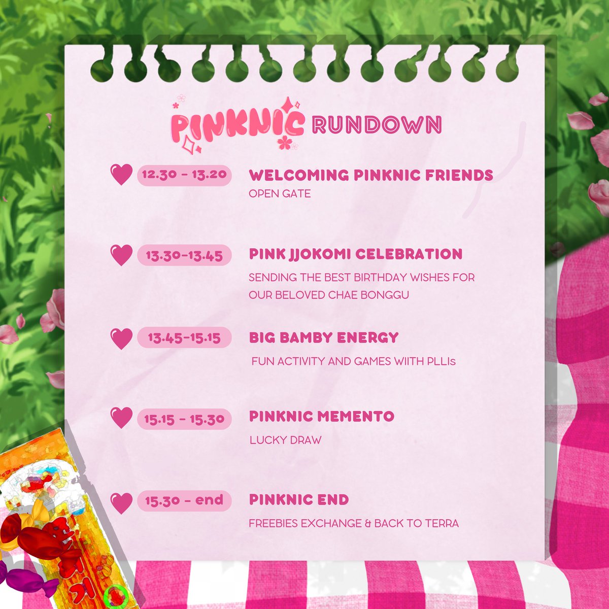 HBDBAMBY's tweet photo. ⋆ ˚。⋆୨୧˚ PINKNIC RUNDOWN ˚୨୧⋆。˚ ⋆
#PLAVE #플레이브 #BAMBY #밤비 #PINKNIC #BAMBY2024BDAYEVENT https://t.co/kudAaA7oOF