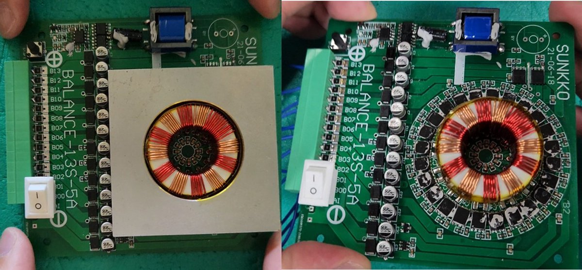 pow_electronics's tweet image. 見た目インパクト強すぎの回路
多巻線トランスを使ってリチウムイオンバッテリ用セルバランス回路
回路の能力以前に、こういうマニアックな回路までも速攻で製品化する中国企業のスピード感がすごい🤧