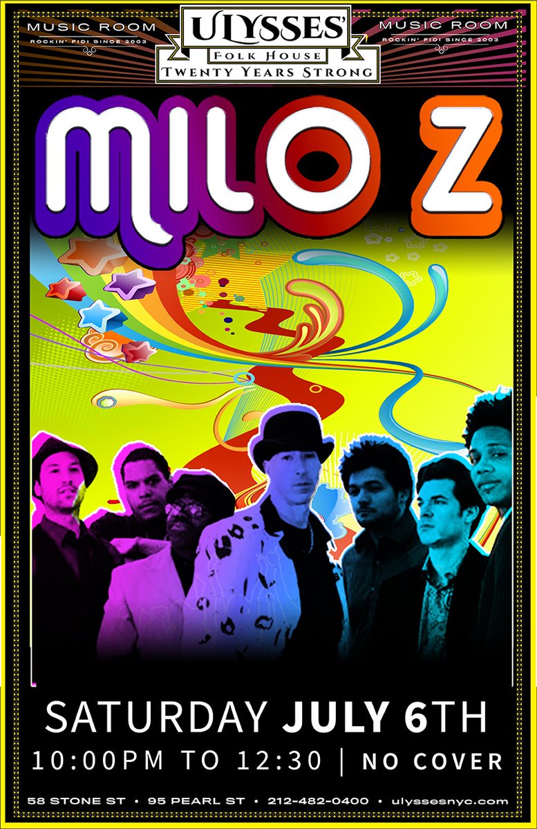 We’ll be Funkin up Ulysses tonight Sat 7/6 starting at 10:00pm and it’s Free!