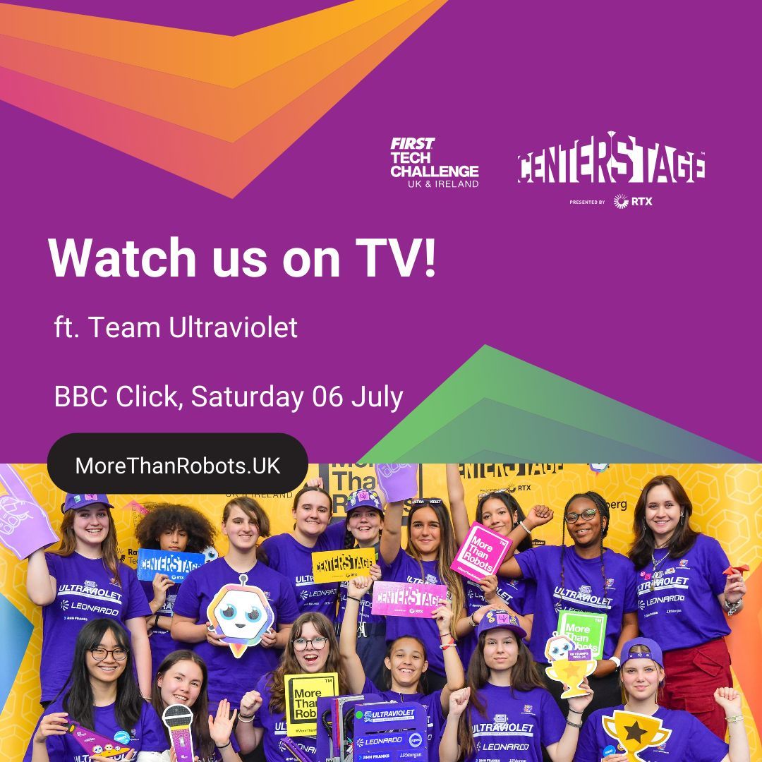 Want to know more about FIRST Tech Challenge UK? Wondering how Ultraviolet became National Inspire Award winners?🤔

Tune into BBC Click @ 7:30AM or 7:30PM today to learn more about FIRST Tech Challenge UK and Ultraviolet's journey!👀

#FIRSTLikeAGirl #MoreThanRobots