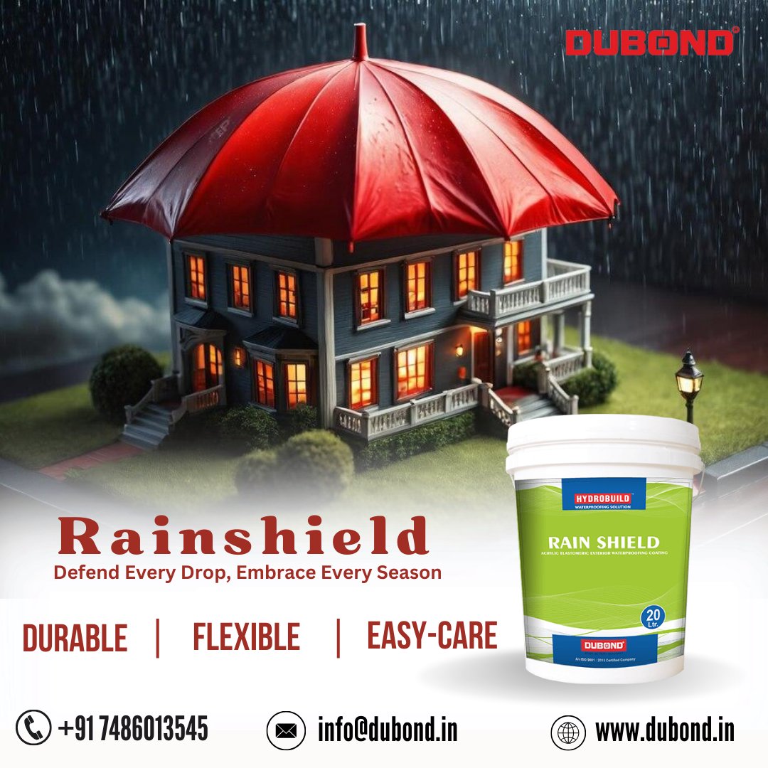 dubondindia's tweet image. Monsoon worries? 
Get #Rainshield ready!

Dubond's Rainshield, your one-stop solution for monsoon waterproofing. Keeps your building dry &amp;amp; protects from mold. 

Learn more: dubond.in 
#monsoonproofing  #waterproofing #dubond