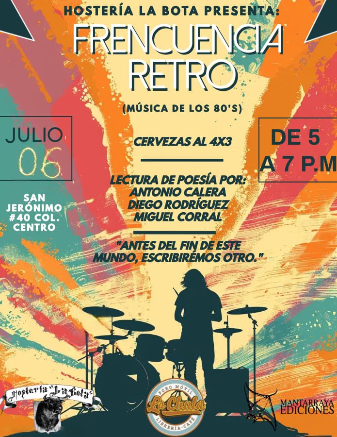Este sábado 6 de julio estará lleno de sorpresas en La Bota: música de los 80 en vivo, cervezas al 4x3 y lectura de poesía con @caleragrobet , @miguelcorraloficial y <a href="/diegoldsss/">Diego</a> . No necesitas reservación, solo ganas de pasarlo increíble. #rock #musicaenvivo #venalabota