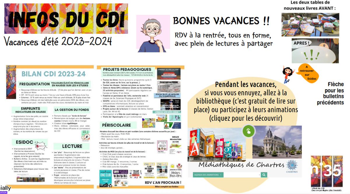 CDIMathurin's tweet photo. ça y est !
CDI rangé📚, livres enregistrés 👍(mais pas tous couverts😕), plantes vertes en vacances !
Découvrez les nouveautés dès maintenant sur Esidoc
https://t.co/KX4oUQIEDx
Et n'oubliez pas : toute l'année,  et encore plus en vacances, les bibliothèques sont là pour vous ! https://t.co/v0B4CEqNMI