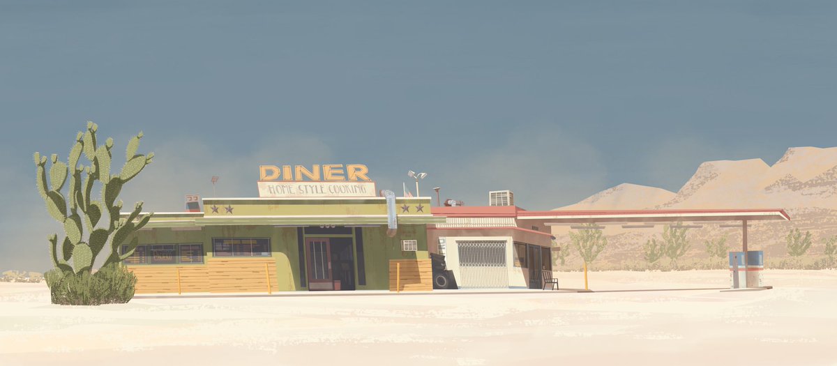 VermilionMei's tweet photo. Diner #conceptart #pleinairpril #procreate https://t.co/DnS0cGE8t3