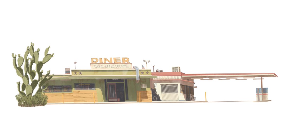 VermilionMei's tweet photo. Diner #conceptart #pleinairpril #procreate https://t.co/DnS0cGE8t3