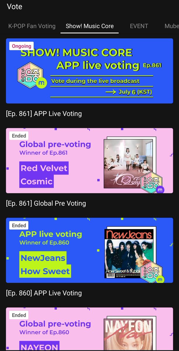 REVEVotingTeam's tweet photo. Music Core live voting has started! 📢

Go head over to Mubeat app now and cast your live voting ticket. We need a HUGE GAP to win 🙇🏻‍♀️

Let's ZIMZALABIM for Cosmic to get its first win. May the odds be in our favor, Reveluvs!🕯️🕯️🕯️ 

Vote here: https://t.co/r6ungb1ZxZ https://t.co/ZoUxjx4gcQ