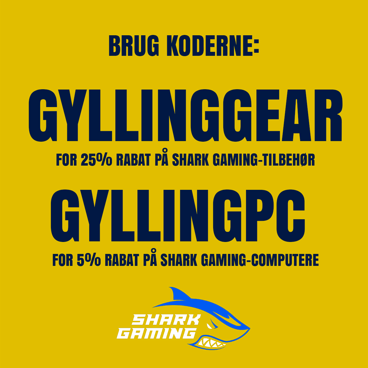 GyllingEsport's tweet photo. Forlængelse af aftale med @SharkGamingCom 🦈💪
Vi kan med glæde offentliggøre, at vores aftale omkring brug af rabatkoder hos Shark Gaming, er blevet forlænget frem til d. 31/12-2024 🤩
➡️ https://t.co/ec3UyZpWHh ⬅️
#reklame #rabatkoder https://t.co/6JlnqWHIjJ