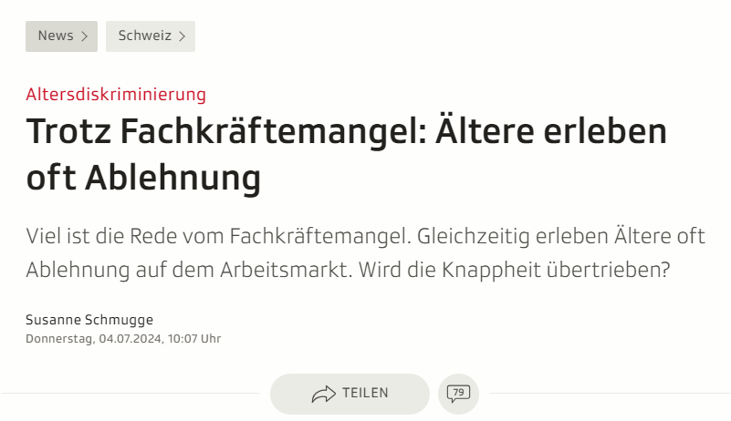 Der Hauptproblem liegt darin, dass die #Pensionskassenbeiträge eines 55 Jährigen bei 18% und bei einem 30 Jährigen bei nur 7% liegen. Das erhöht die Lohnkosten massiv und ist ein grosser #Wettbewerbsnachteil für Ältere.

Gut, dass die #BVG-Reform dieses Problem angeht!

@ja_bvg
