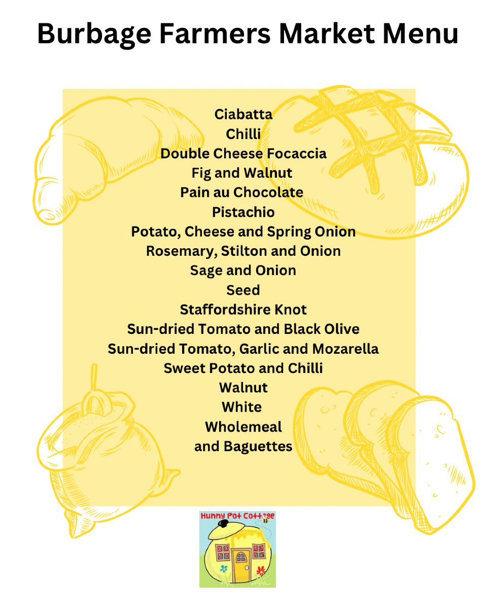 We are back at Burbage Farmers Market today.   You will find as at the Methodist Church car park till 12.30 pm

#freshbread #realbread #hinkley #elevateyourbreadgame #raisingagentsunmasked