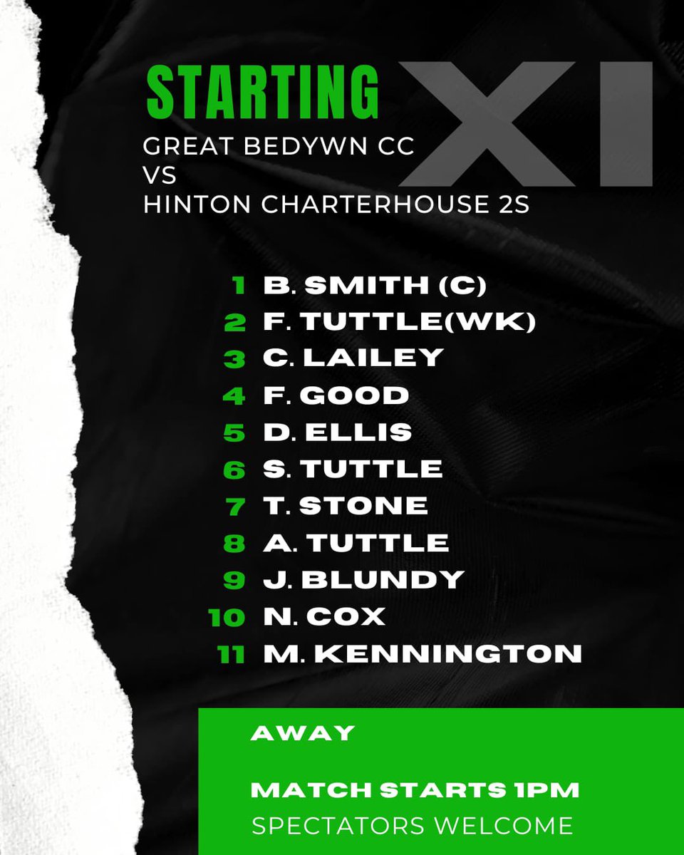 Team news for todays fixture away at Hinton. Long travel again for the #GreenArmy but hoping for the same performance as last weekend 🤞🏻 

Go well boys