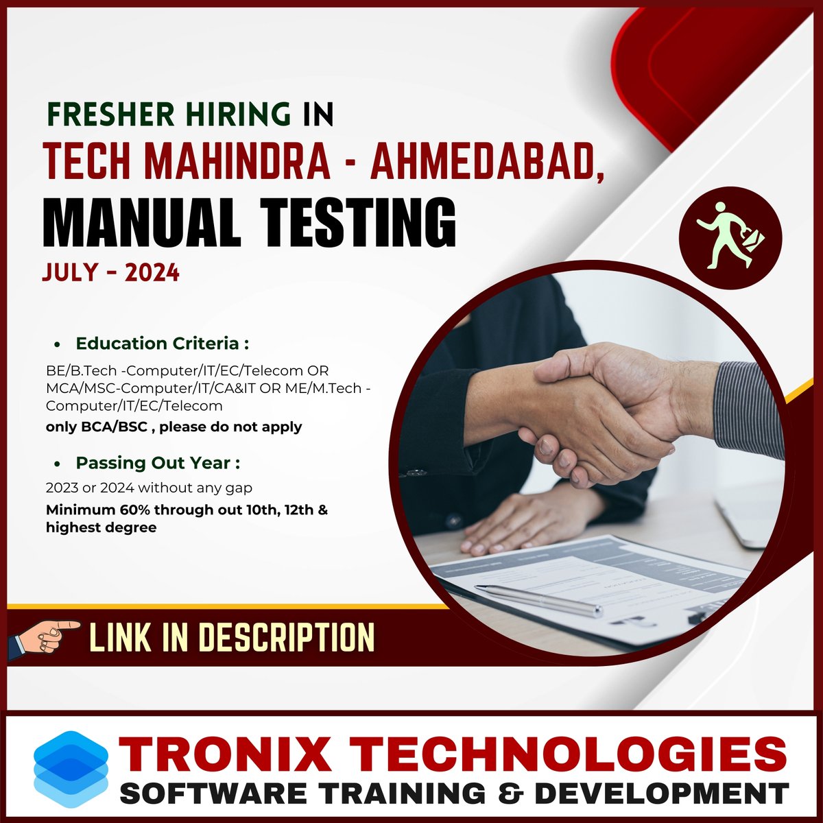 technologi14023's tweet photo. Apply Now Fast.....!
https://t.co/oNHgmiGOfJ

#tronixtechnologies #fresherjobs #softwaretestingjobs #testingjobs #bigtester #softwaredevelopmentjobs #hirings #itjobsearch #techmahindra #ahmedabadjobs #itjobsforfreshers #ITJob #hyderabadjobs #openings #jobopenings #freshersjobs https://t.co/bFCpIWRf4O