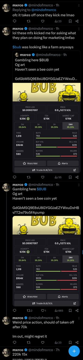 fshirts4u's tweet photo. @mindofmxrco You sold straight after your 70k tweet though $BUB https://t.co/q4Fnrql571