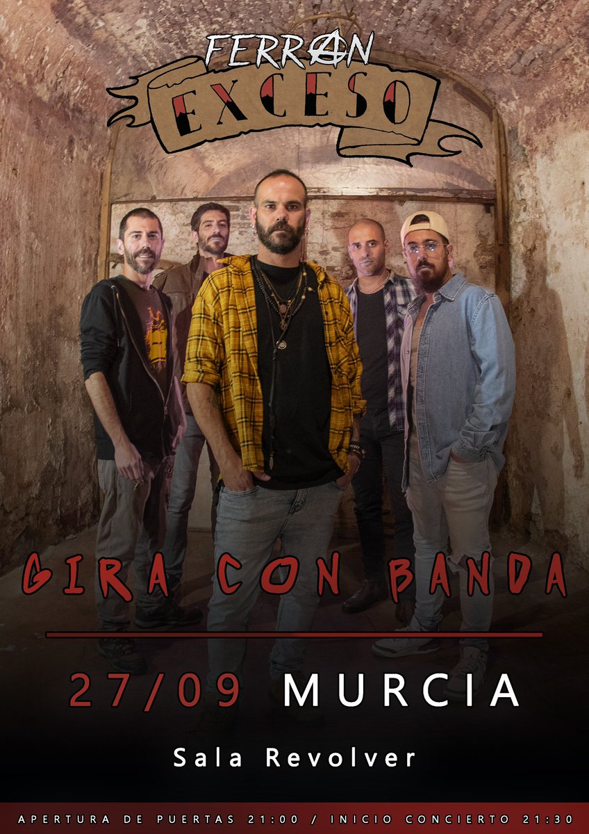 La segunda fecha de esta GIRA CON BANDA será en #MURCIA el próximo VIERNES 27 de SEPTIEMBRE en la SALA REVOLVER (<a href="/SALA_REVOLVER/">SALA REVÓLVER</a>)

🎟️ compralaentrada.com/event/ferran-e…