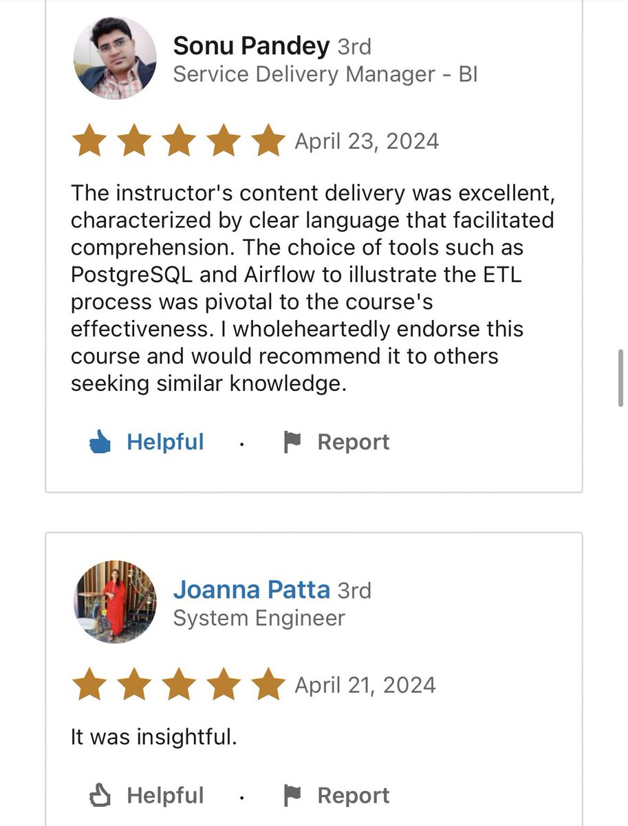 This weekend is a good time to take my course - ETL in Python and SQL. It’s a good intro to Data Engineering with almost 30k learners and rave reviews!

Your journey to Data Engineering begins here- linkedin.com/learning/etl-i…