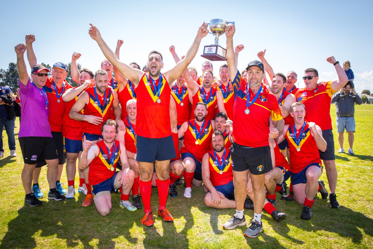 AFLMasters's tweet photo. Thanks for the chat today @BrettAPhillips @JordanKounelis &amp; @Adamcooney17 about @AFLMasters.

We do think that Coons would look well again in a @AFLMastersSA Guernsey &amp; take on Aker &amp; co ... https://t.co/XaOPsDNgyK