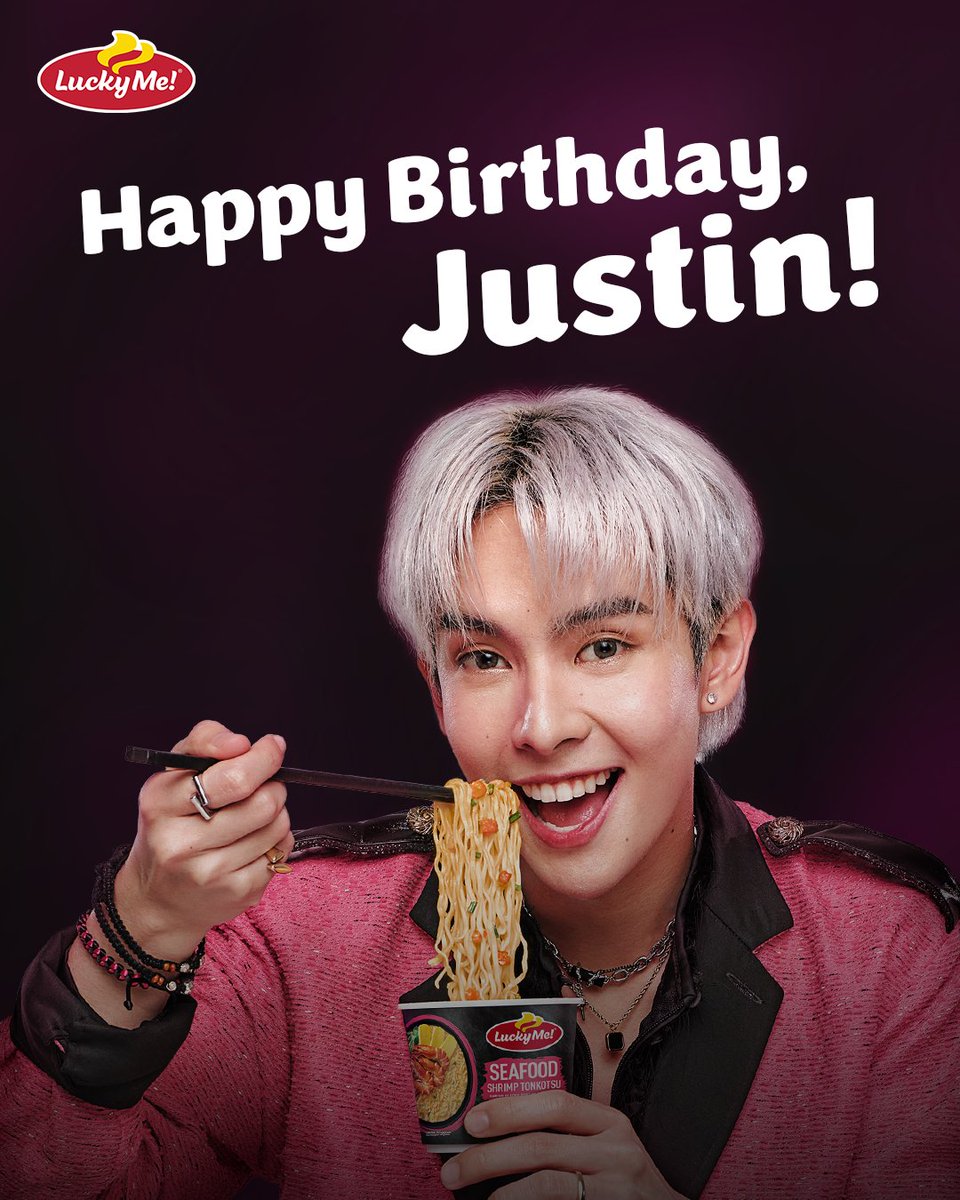 luckymeph's tweet photo. Happy na birthday pa to our bunso, @justintdedios! We hope your day is as ✨surreal✨ as the first sip of Lucky Me! Seafood Shrimp Tonkotsu!

💛 your Lucky Me! fam https://t.co/8ocdYQnyph