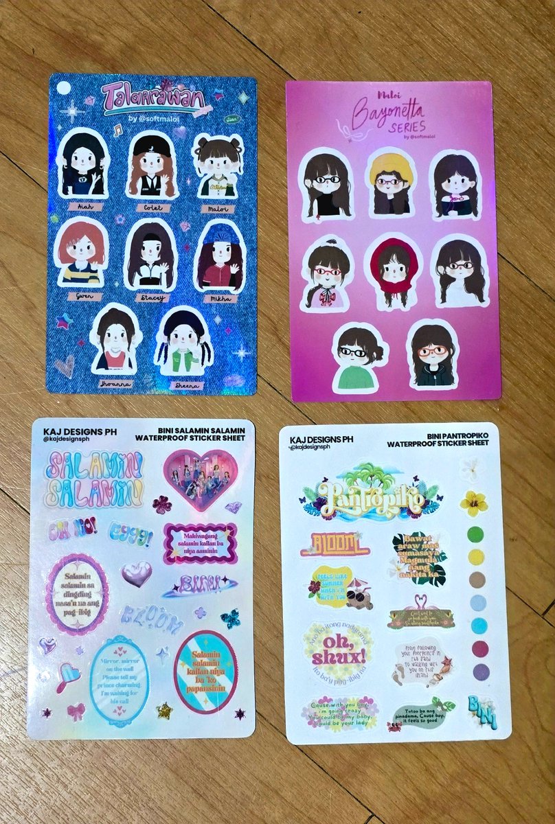 lets just make it a thread lol

here are a few BINI sticker sheets from i got from artists during different events/pre-orders 🫶

<a href="/BigKidsCorner/">Big Kids Corner</a> 
<a href="/mikavvvi/">🌸Mikavey | Commissions Open</a> 
<a href="/squeegool/">Squeegool 🏳️‍🌈 POTA ORIGINALS</a> 
<a href="/emmmileo/">📧 Emmmileo 🪽 Queerlayaan #59</a>  

<a href="/softmaloi/">æcloud</a> 
<a href="/kajdesignsph/">KAJ Designs PH</a>