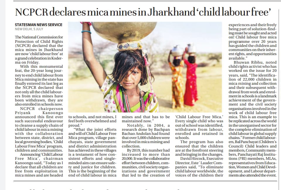 Bhuwan_Ribhu's tweet photo. Heartfelt thanks to the media for spotlighting the fight against child labour in mica mining and collection, and for bringing India’s model for social transformation to the world. Your dedication helped highlight this crucial issue globally. Your continuous support made this possible! #ChildLabourFreeMica