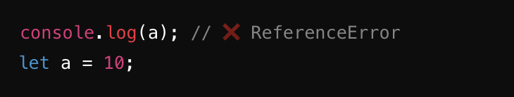 n_narula's tweet photo. 🚨 Temporal Dead Zone (TDZ) in JavaScript:

- Occurs when trying to access a `let` or `const` variable before it's declared

- Results in a `ReferenceError` due to variable being in scope but not yet initialized

#connect #JavaScript #reactjs #Coding #WebDevelopment  #Programming https://t.co/PEnD3vvHNq