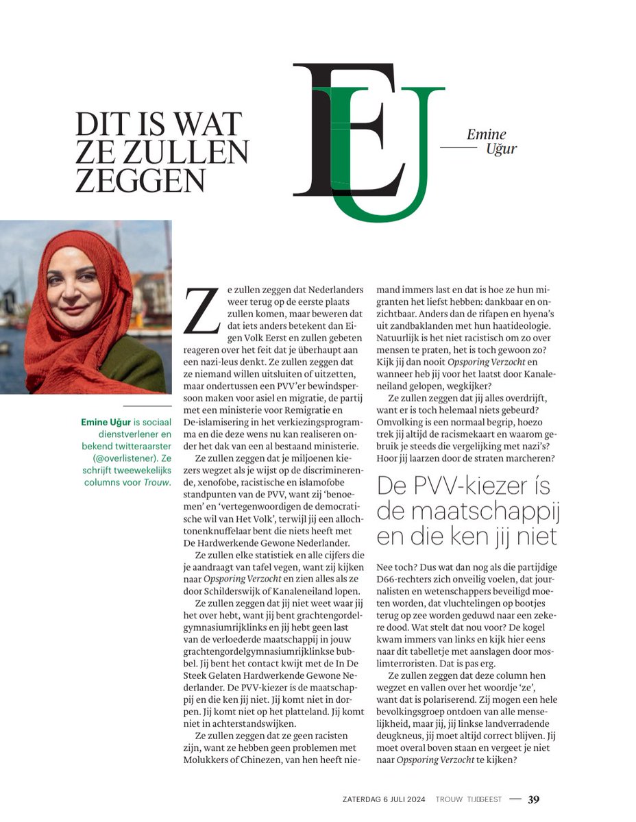 Mijn column van 6 juli 2024.

Over wat ze zullen zeggen.