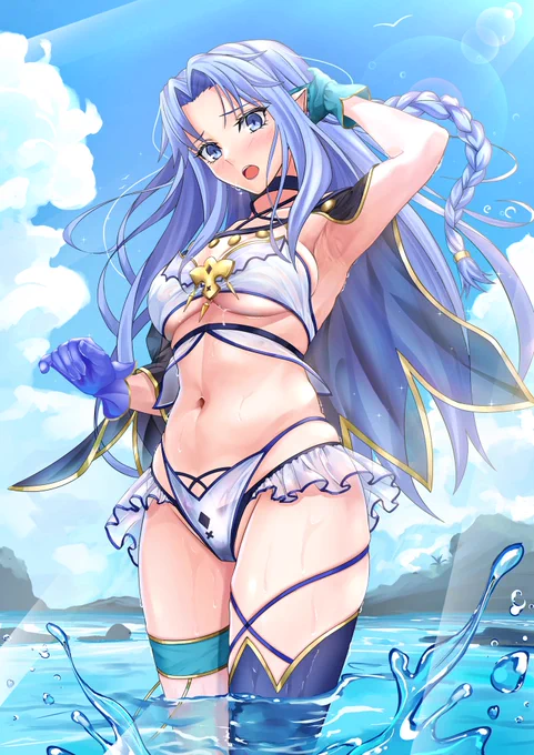 skebでHarukeyさん()にFateのメディアさんの水着イラスト描いていただきました!水着デザインからしていただきましたが、リリィ風水着が可愛らしくもセクシーです!素敵なイラストありがとうございました! 