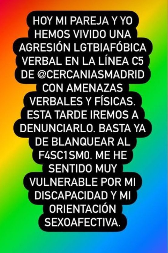Contra la #LGTBIfobia es necesaria la unidad y el rechazo de todas las fuerzas políticas. Aquellos que no lo condenan o lo alientan no deberían tener espacio en nuestras instituciones. 

Mucho ánimo a los vecinos agredidos y #STOPLGTBIfobia