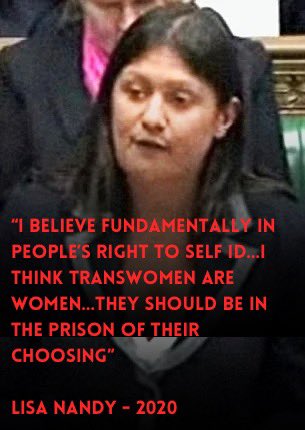 Lisa Nandy. Somehow minister for sport, culture, women and equalities.

It took Keir Starmer just a few hours to completely sell out women’s rights.