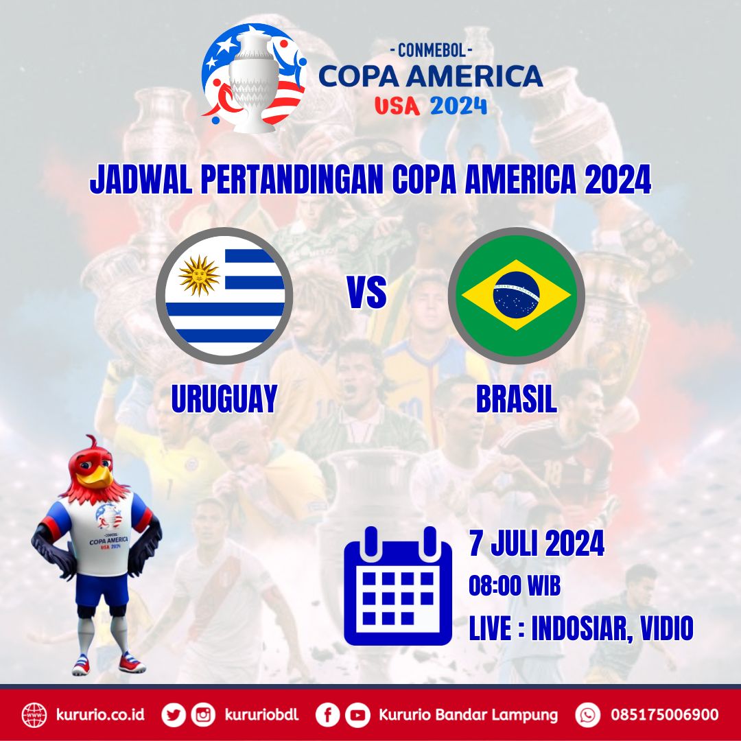 Jadwal Copa America 2024

Uruguay vs Brasil

7 Juli 2024 (08:00)

Live  Indosiar &amp; Vidio

#copaamerica2024
#football
#sepakbola
#kururio
#kururiobdl
#bandarlampung