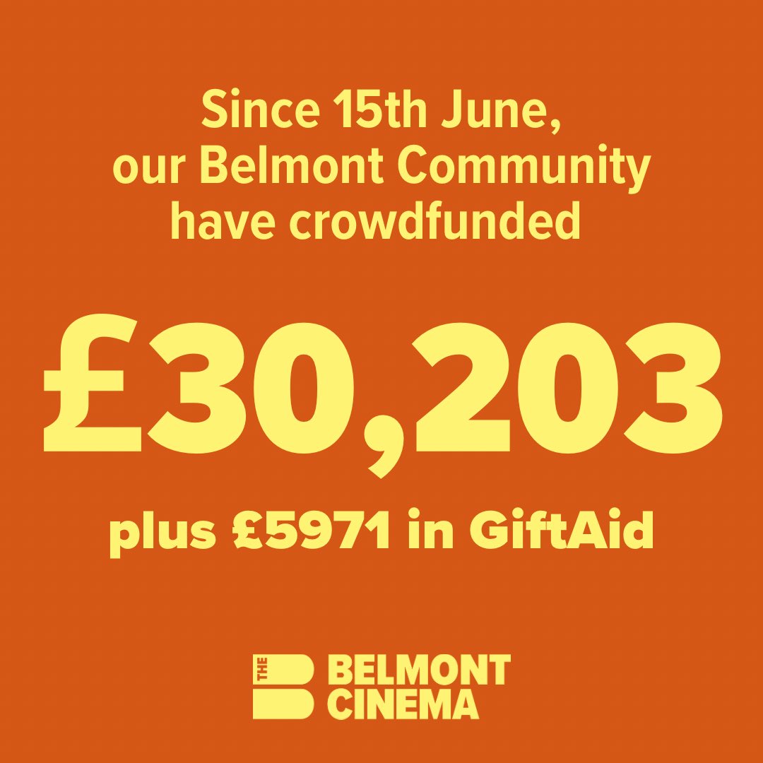 BelmontCinema's tweet image. Since our Crowdfunder launched, we have received over 243 donations and collectively you have given over £30,203.

We continue to thank everyone for their support.

Donate ⬇️
crowdfunder.co.uk/p/the-belmont-…

#playyourpart #fortheBelmont