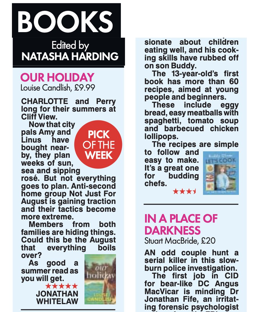 'As good a summer read as you will get' - a huge thank you to <a href="/natashahwrites/">natashahardingwrites</a> and Jonathan Whitelaw for this lovely review of #OurHoliday in <a href="/TheSun/">The Sun</a> 🌞