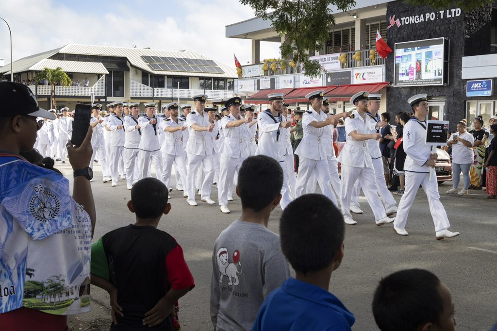 What an actioned packed few days!

From hosting the British High Commissioner His Excellency <a href="/HMAMalone/">Philip Malone</a> and participating in the International Fleet Review, to leading the Royal parade and enjoying a sailors BBQ. 

A visit to remember. Thank you, Tonga 🇹🇴 ⚓️