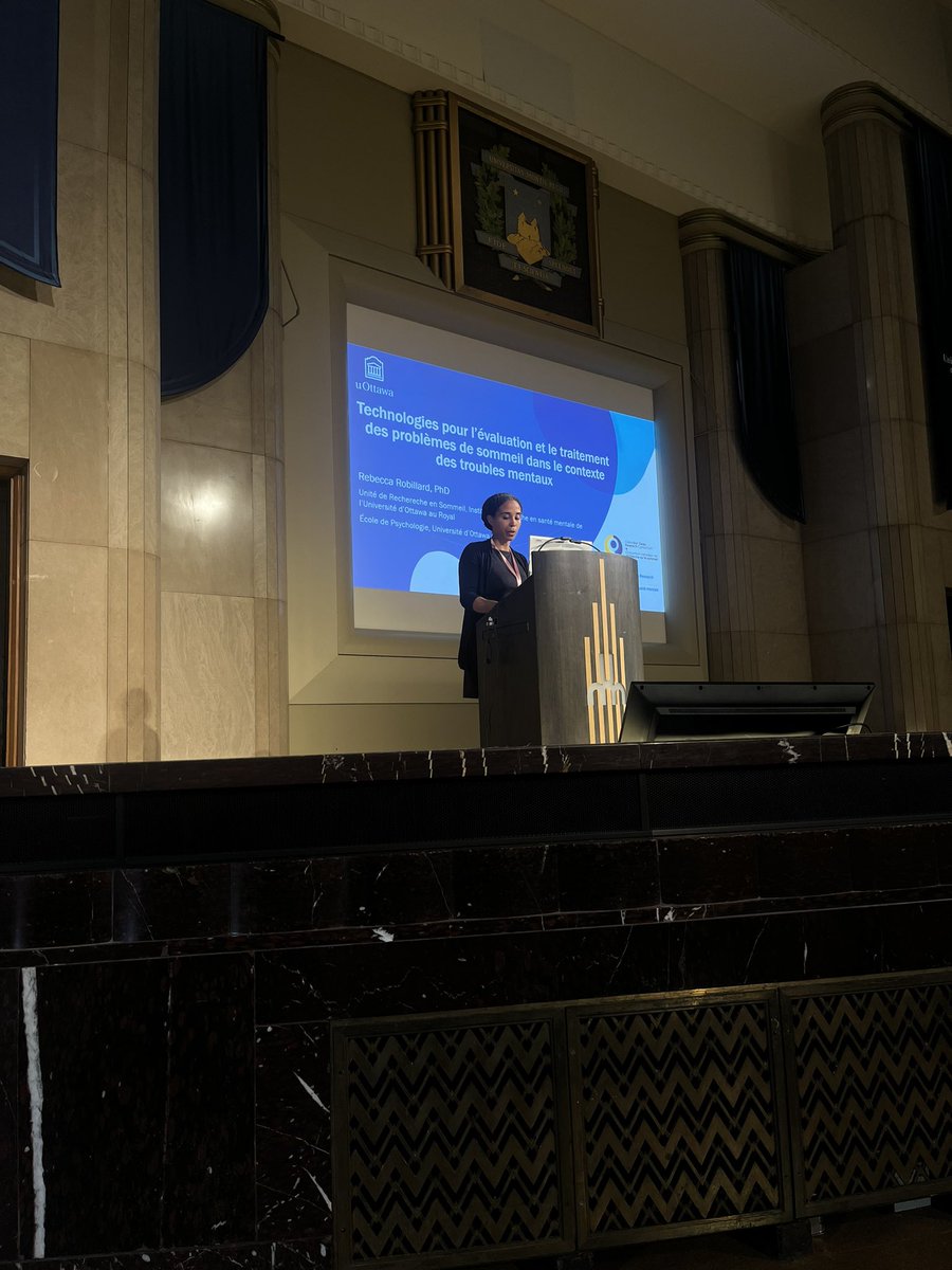 Dre Rebecca Robillard clôture la matinée en beauté avec sa #conférence sur les #technologies pour évaluer et traiter les problèmes de #sommeil en contexte de #troublesmentaux. 
#ÉÉS2024