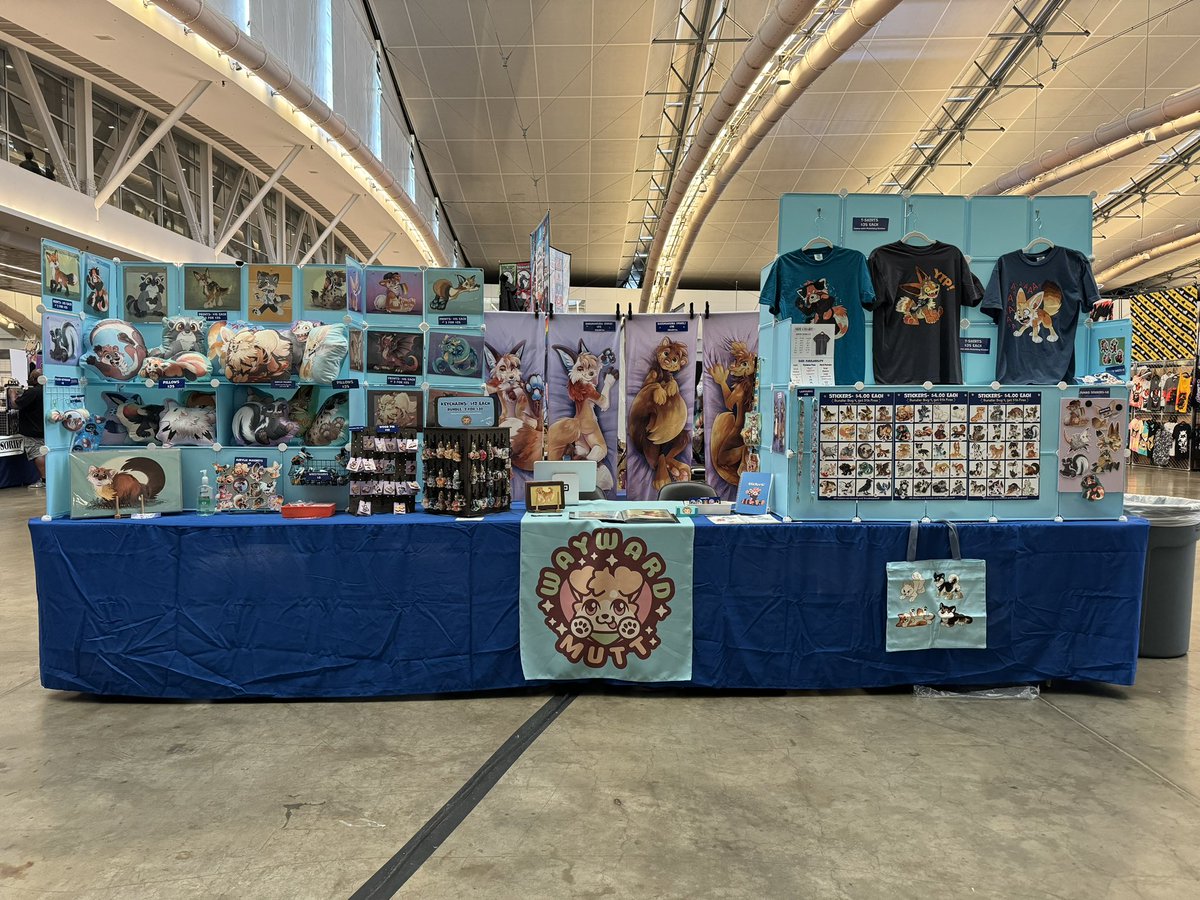 waywardmutt's tweet image. Ready for another day at Anthrocon! 

Just a few shirts left but still lots of other cute things! :3 🐾