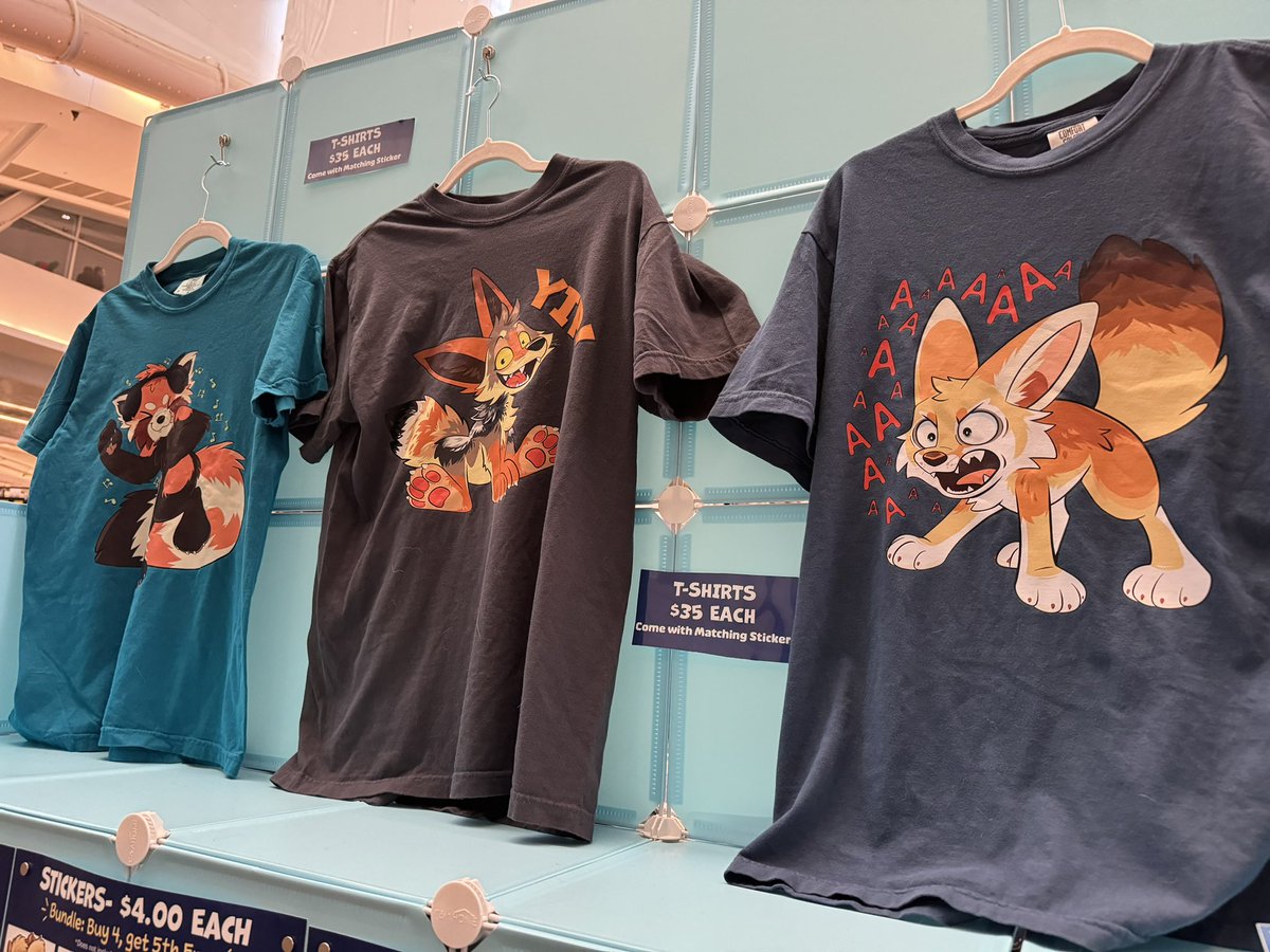 waywardmutt's tweet image. Ready for another day at Anthrocon! 

Just a few shirts left but still lots of other cute things! :3 🐾