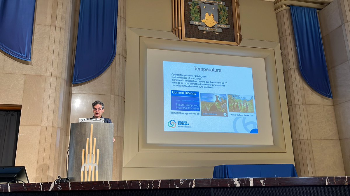 Dr. Guido Simonelli brings his expertise to the Montreal Sleep Summer School. Noise, air quality, artificial light, and temperature are all massive factors affecting our sleep and mental health in urban settings!! #sleep #sleephealth <a href="/ReseauSommeilQC/">ReseauSommeilQc</a> reseausommeil.ca
