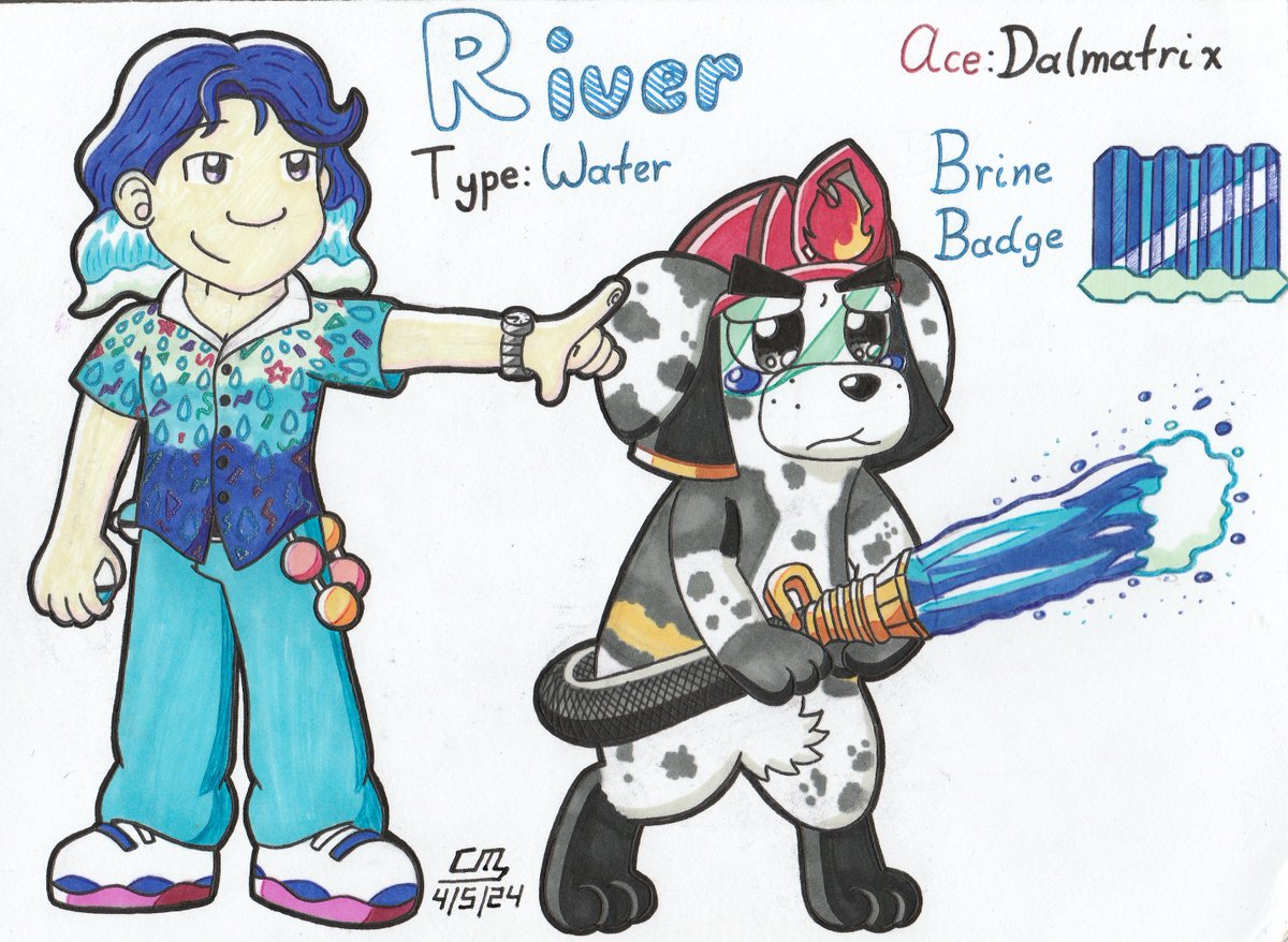Big_d_Cat's tweet photo. Never posted this, whoops. A Gym Leader for the region I'm creating, along with his ace.

#art #myart #traditionalart #ArtistOnX #ArtistOnTwitter #Pokemon https://t.co/hiHRMu1UvH