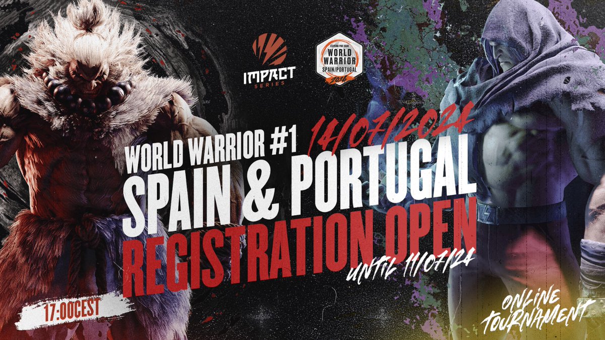¡La semana que viene arrancan los World Warriors del #CPT2024 para España y Portugal! 🇪🇸🇵🇹

¿El año pasado fue Samoel, pero quién irá  este año representando a la Capcom Cup 11? 👀

📝Apúntate start.gg/tournament/imp…
🗓️14/07/24
⏰17H

*Recordad cerramos inscripciones 11/07/24