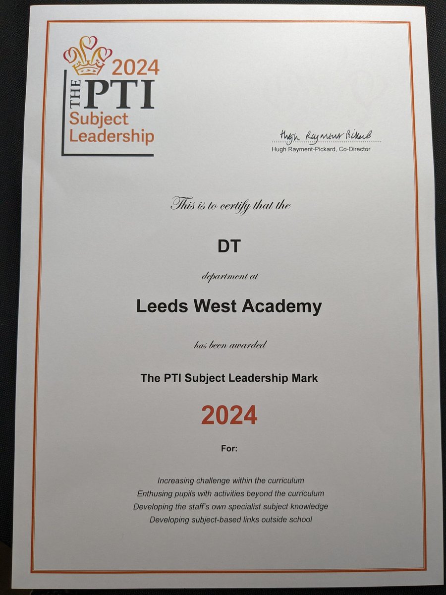 MissHHarrison's tweet image. Had an amazing day at the @PTIEducation festival day yesterday networking with colleagues to look at ways to develop the curriculum.
Well done Team Technology @LeedsWestWay for achieving the subject mark for 2024.
#designtechnology #DT