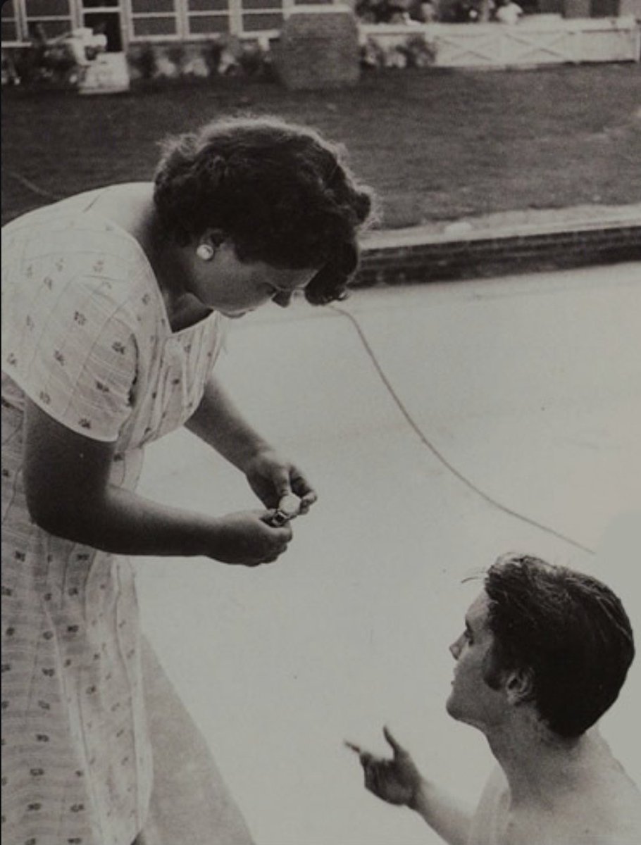 After getting back to Memphis from his trip to New York to cut Hound Dog &amp; Don't Be Cruel (in 1956), Still a simple guy not many knew about, Elvis went for a swim where he forgot his watch was on. Got it wet and called over mom (Gladys) to have a look.