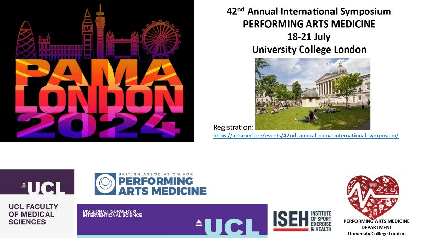 Join us for the 1st PAMA in London 18-21 @ UCL!! 1,2,3 or 4 day registration 
artsmed.org