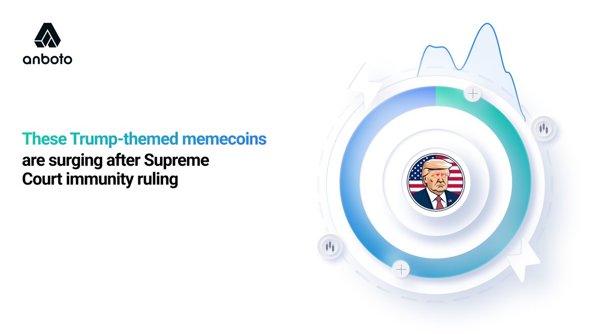anboto_labs's tweet photo. Politically themed memecoins rallied on the back of the US Supreme Court ruling that Donald Trump cannot be prosecuted for his official acts as president.

Read more in the thread. 📈 https://t.co/pBYCV2dPpf
