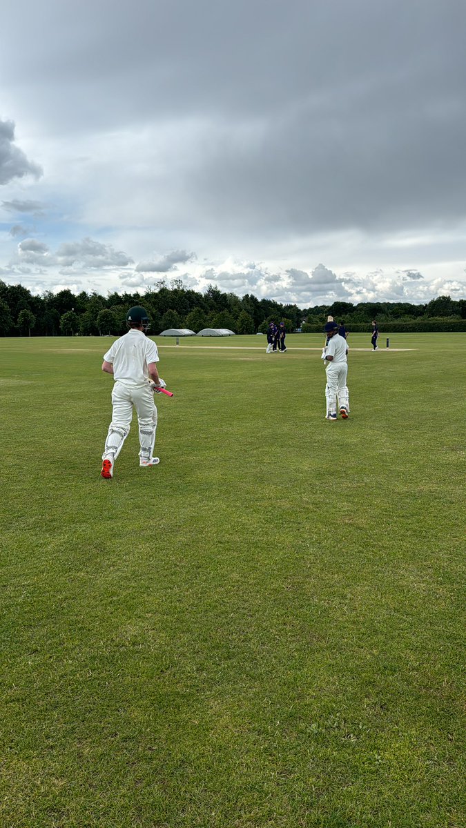 Grammar school at Leeds finish on 137. Freddie and Vidyut in his final match for the school start the run chase.